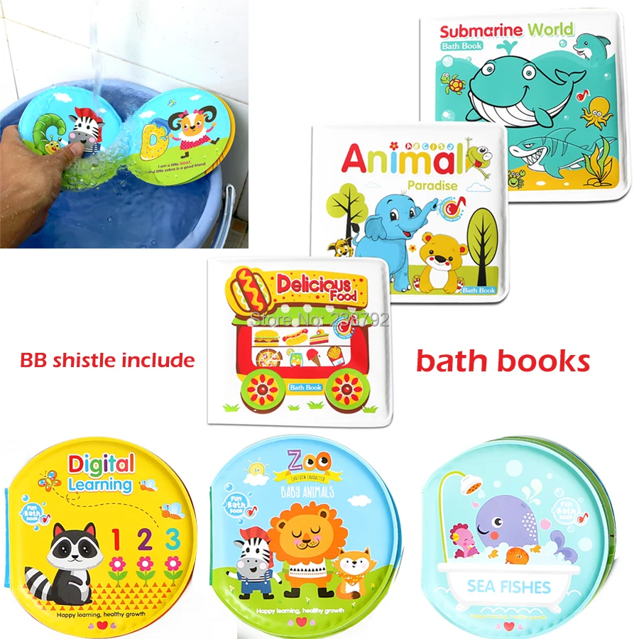 Water Bath Books for Babies, Swimming Bathroom Toy, Early Learning Animal,Food, Waterproof Books, Educational Toys for Kids