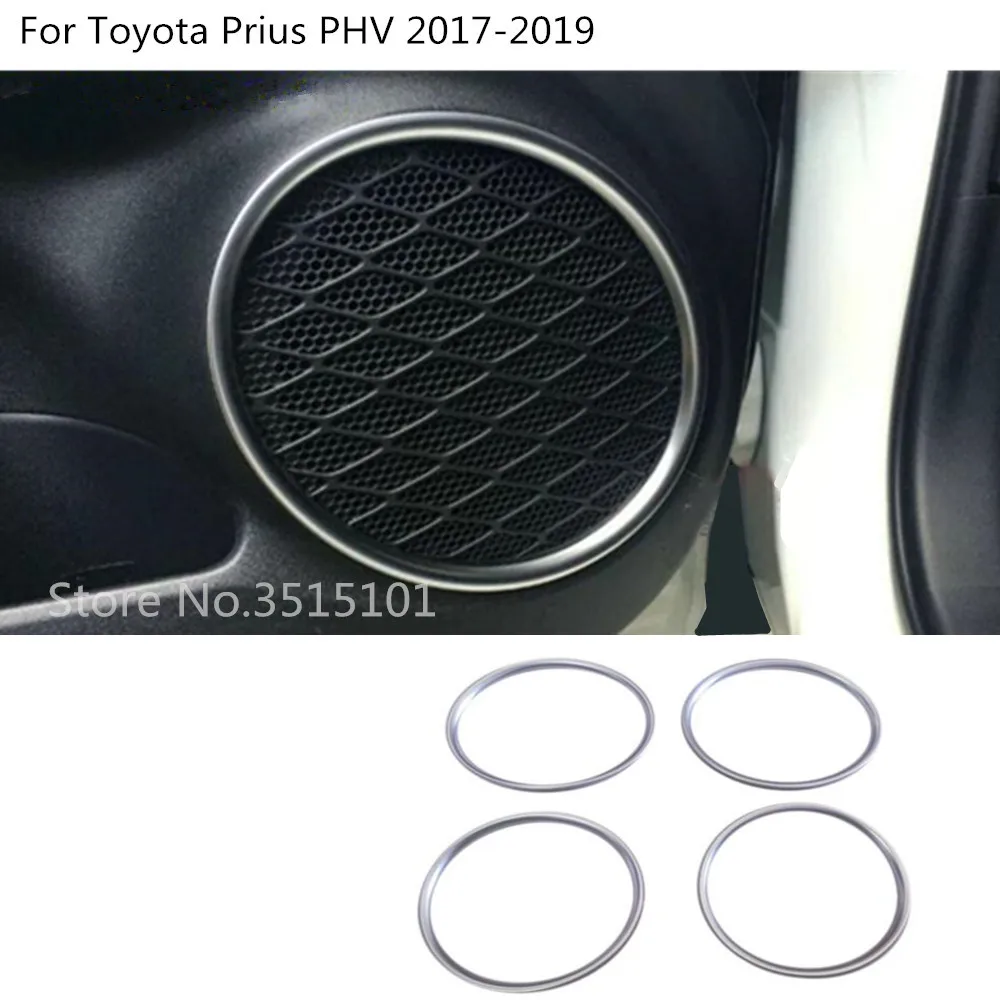 Car Detector Stick ABS Frame Inside Door Audio Speak Sound Cover Ring Trim Hood For Toyota Prius PHV Prime 2017 2018 2019 2020