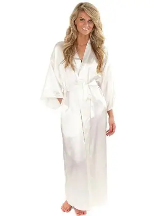 Women Silk Satin Long Wedding Bride Bridesmaid Robe Kimono Robe Feminino Bath Robe Large Size XXXL Peignoir Femme Sexy Bathrobe