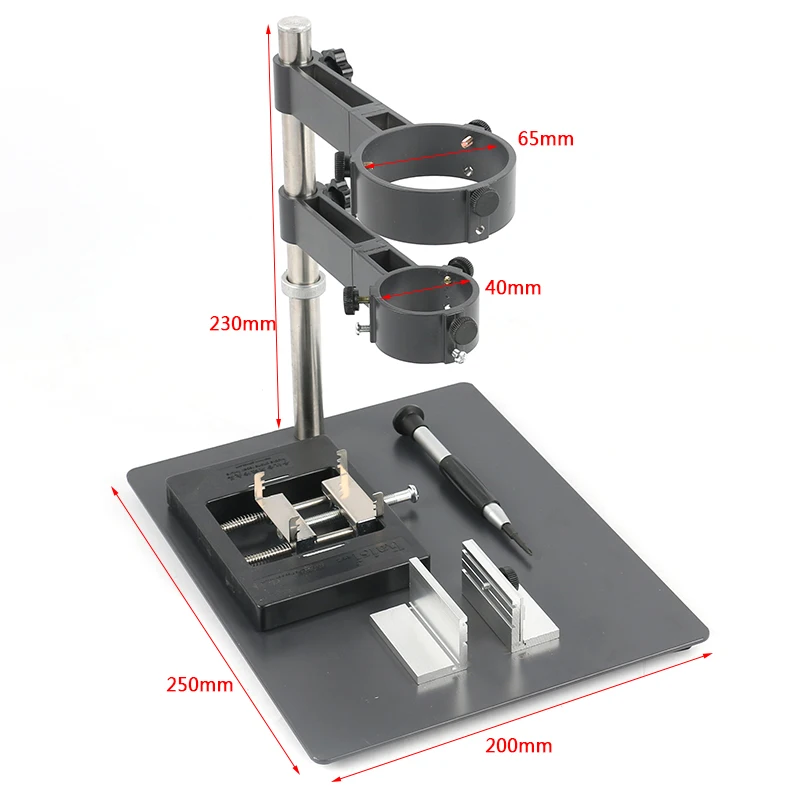 2 in 1 Metal Industrial Digital Microscope Camera Table Stand Holder Soldering Station Hot Air Gun For 100X 300X C Mount Lens