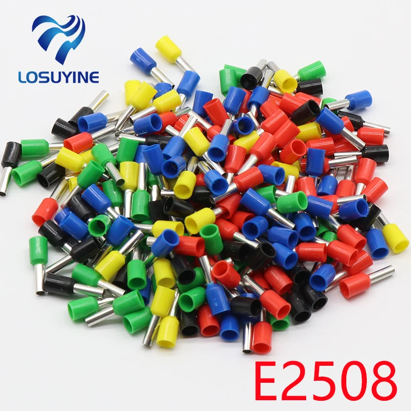 E2508 Zaciski izolacyjne rurki 2,5MM2 100 sztuk/paczka Izolowane złącze przewodu kablowego Izolacyjne złącze zaciskane E-