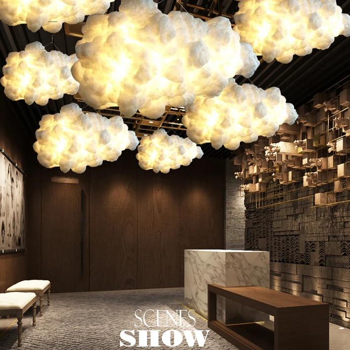 

Floating Cloud Droplight White Clouds Hanging Light Modern Cotton Pendant Lights Fixture Home Indoor Lighting E27 Lamp AC90-260V