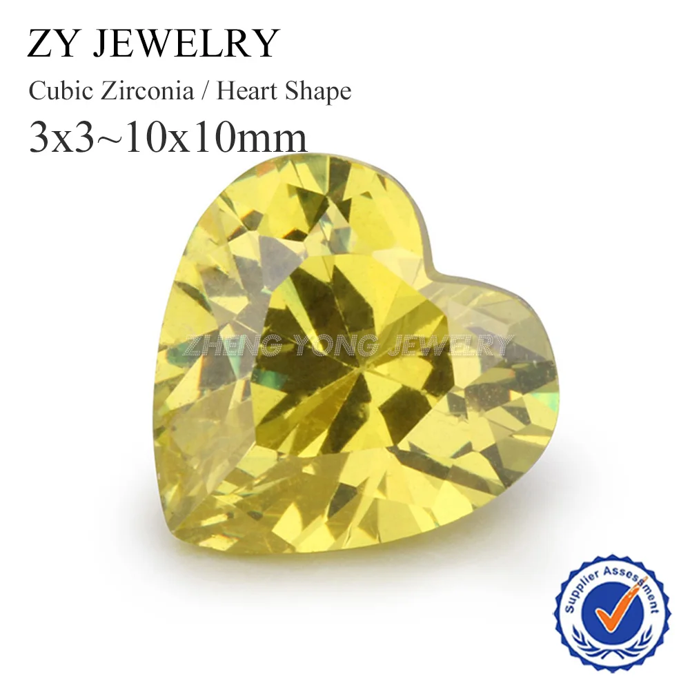 

Heart Cut Gemstone Peridot Yellow Diamond Cubic Zirconia 3mm 12mm