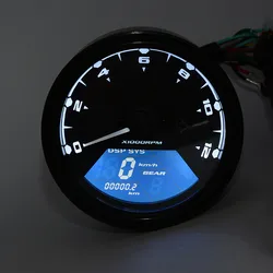 12000RMP LCD  Speedometer Odometer Tachometer 1-4 Cylinders Motorbike Gauge Motorcycle digital dash universal