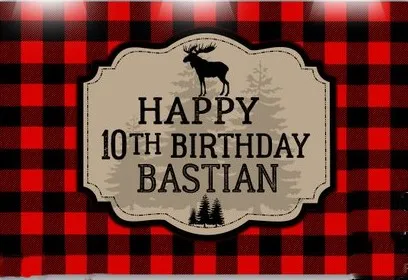 custom Buffalo Plaid Lumberjack Birthday Deer Tree backdrop  High quality Computer print party background