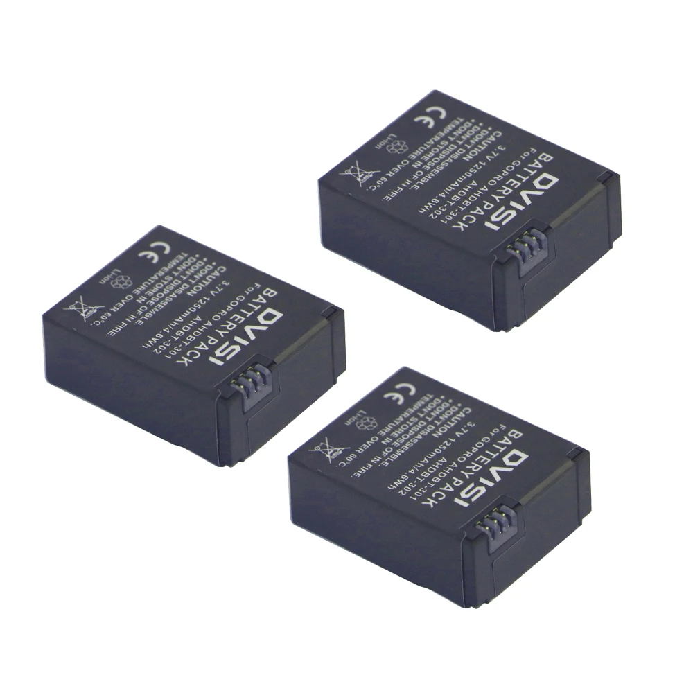 

3Pcs AHDBT-301 AHDBT301 AHDBT301 AHDBT302 Rechargeable Battery for GoPro HERO3+ HERO3 and GoPro AHDBT-201 AHDBT-301 AHDBT-302