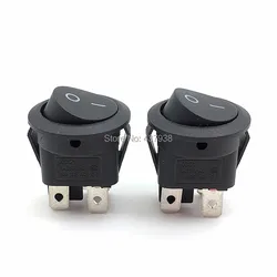 5pcs KCD1 224N Round Rocker Switch Black 4 Pin 6A 250V/10A 125VAC Boat Switch Snap-in SPST ON OFF Rocker 2 Position Switch