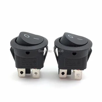 5pcs KCD1 224N รอบ Rocker Switch สีดำ 4 พิน 6A 250V/10A 125VAC เรือ Snap-ใน SPST ปิด 2 ตำแหน่ง