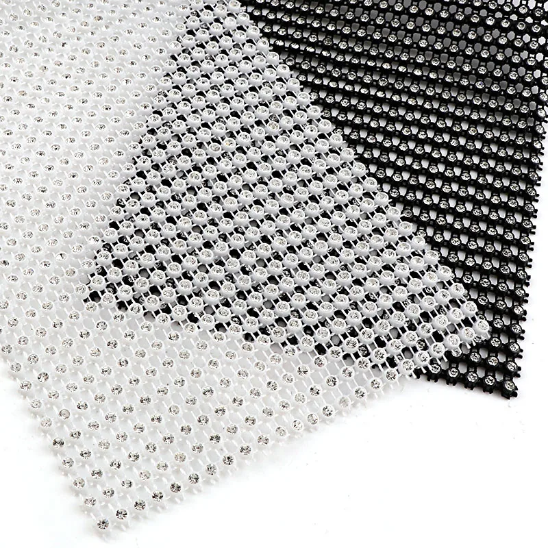 24 Rows 10 Yard 3mm Black/White Rhinestone Mesh Trim (With Rhinestone) ABS Plastic Sew On For DIY Craft Jewelry Decoration