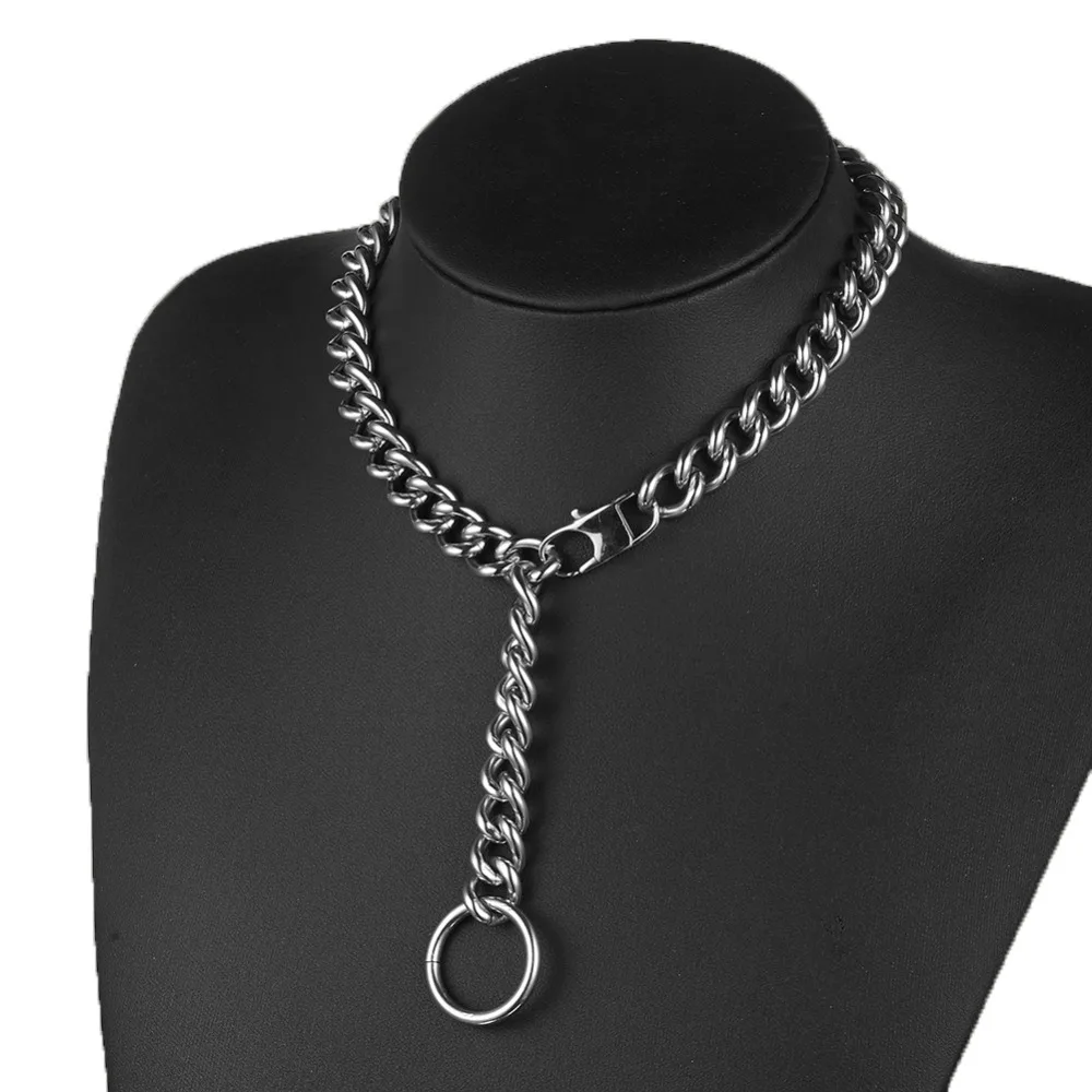 WOMEN'S Sex Appeal Necklace 316LStainless Steel Silver Color High Quality Cuban Curb Chain Necklace 24 Inch Length