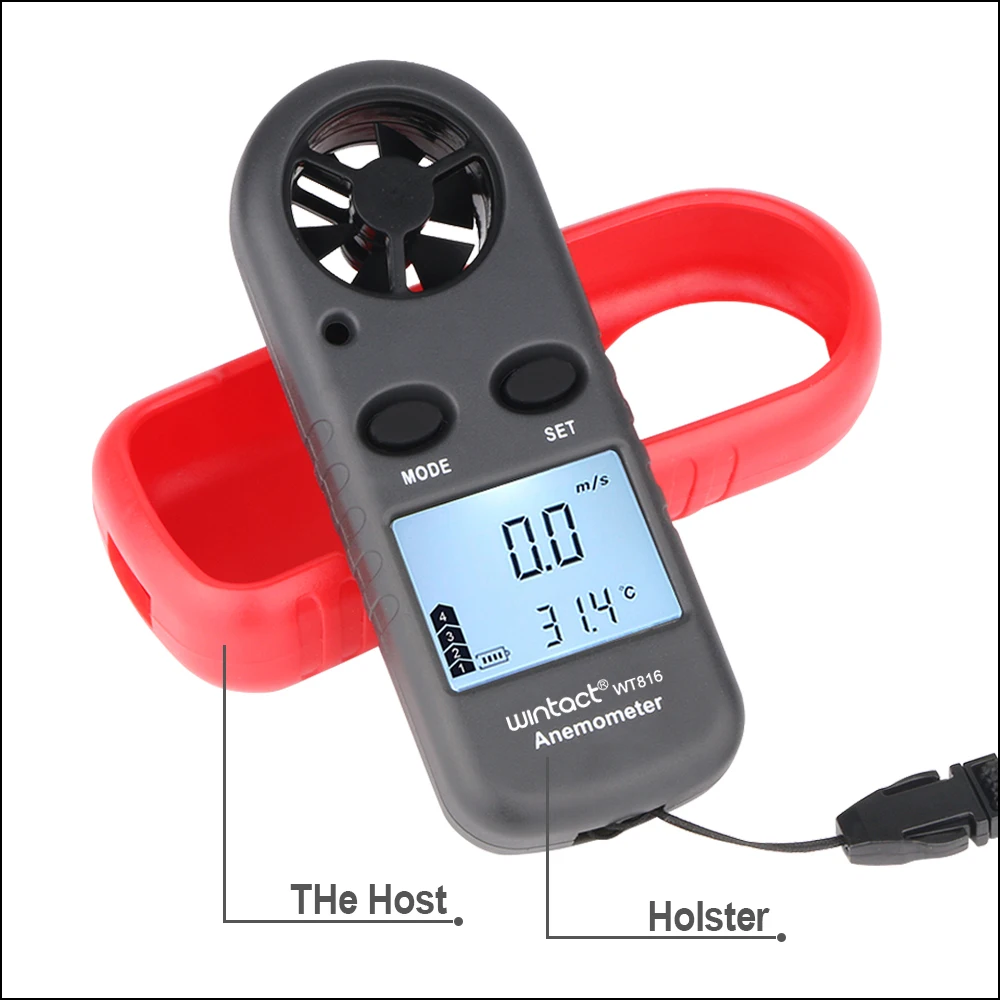 WINTACT Anemometer Thermometer Wind Speed Meter Portable Handheld Windmeter Tester WINTACT 0-30m/s Digital Anemometer Sensor