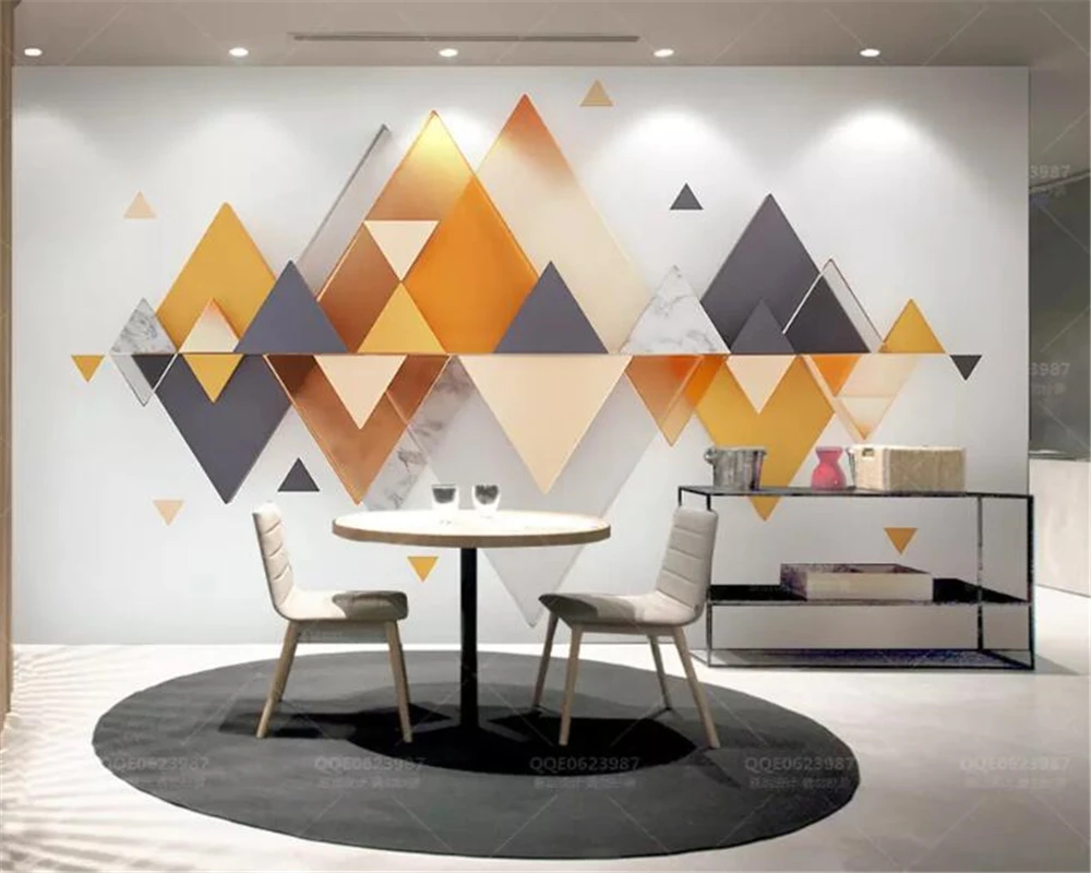 Custom size mural geometric triangle mountain abstract decorative painting home decoration living room bedroom 3d wallpaper