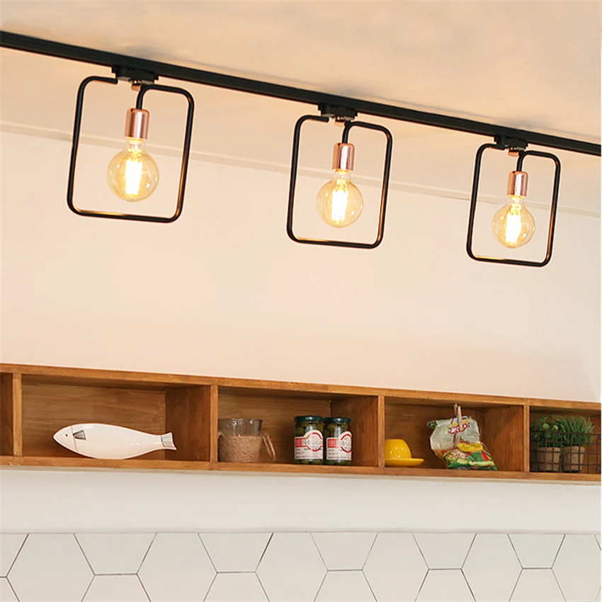 

Nordic Household Square Track Ceiling Lights Living Room Hall Background Wall Kitchen Industrial Bedroom Corridor Ceiling Lamps