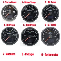 New RGB 64K Colors Racing GReddi Gauge with START Mode Turbo Boost Water Temp Oil Temp Oil Press Vacuum EGT Fuel Press Voltage