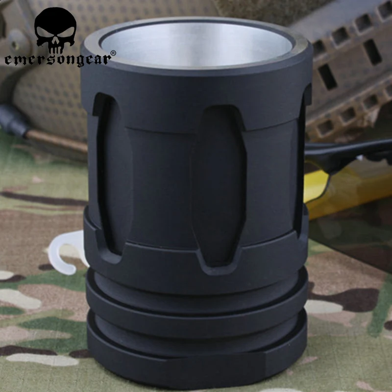 

EmersonGear Tactical Flash Hider Suppressor Styled Shot Glass Battle Mug Aluminum beverage Cup Compact Field Drinking Device