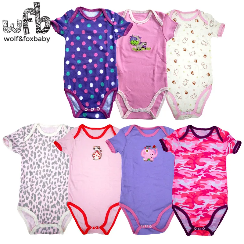 

Retail 0-2years 5pcs/pack short-Sleeved Baby Infant cartoon bodysuits for boys girls jumpsuits Clothing