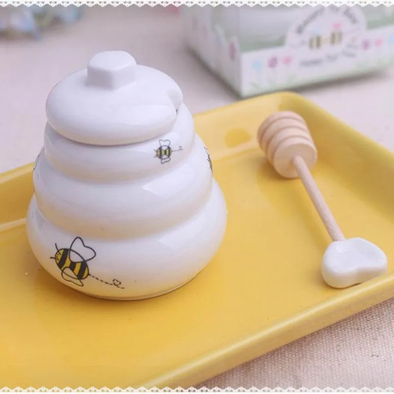 Free Shipping 100 pcs Ceramic Meant to Bee Honey Jar Honey Pot Wedding favors / Baby shower favors