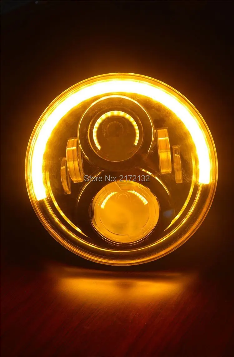 1pcs New 50W headlight led motorcycle free shipping 7 inch amber ring 7