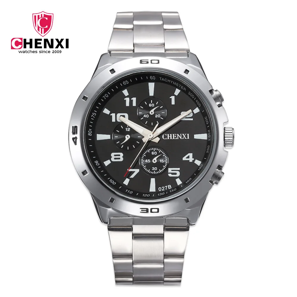 Chenxi Fashion Brand Luxe Horloges Mannen Casual Rvs Waterdicht Gift Klok Quartz Man Horloge Relogio Masculino