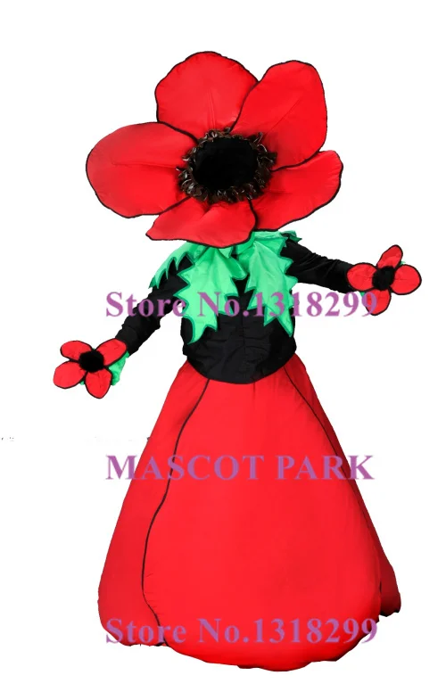 mascot Red Wild flower Mascot Female Costume Adult Size Cartoon Flower Theme Anime Cosplay Costumes Performance Fancy Dress