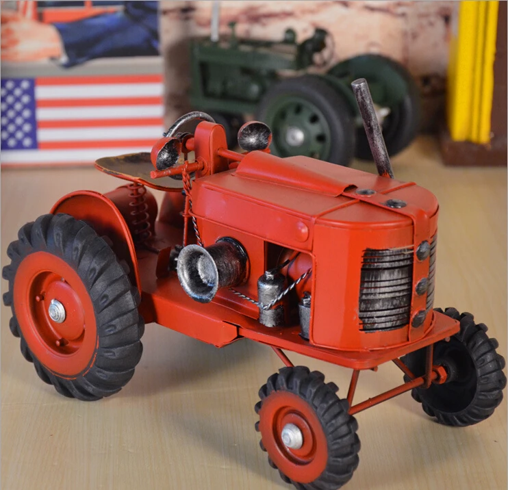 D tin automobile tractor model Home Furnishing creative home decoration decoration room retro furnishings toys