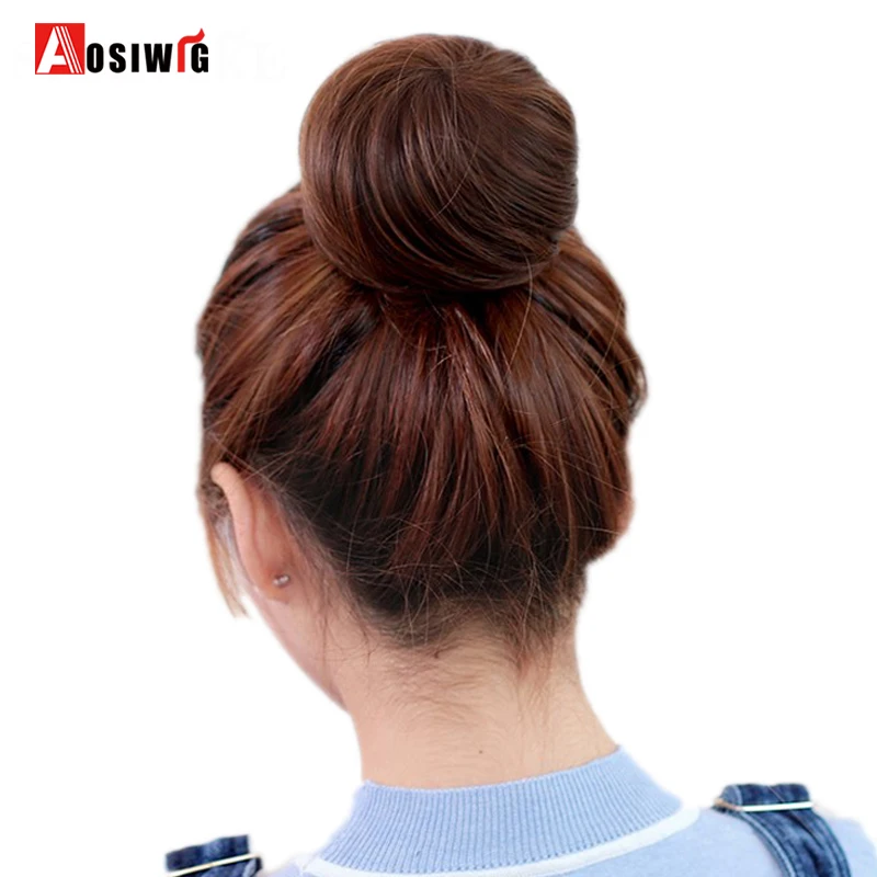 AOSI Synthetic Chignon Fake Hair Bun Extension Donut Roller Ballerina Bayalage Hairpiece Updo Accessories For Women Gril Lady