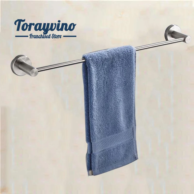 

Torayvino Nickel Brushed Towel porte serviette Rail Stainless Steel Wall Mount Bathroom Holder Storage Rack Shelf Single Layer