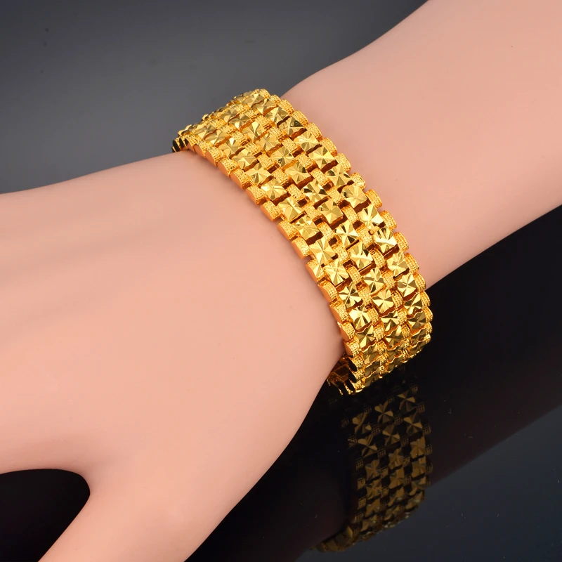 Men\'s Bracelet for Men16MM Male Gold Color Chain Link Bracelets 20CM Casual Star Link Jewelry Pulseiras Dropshipping SL789