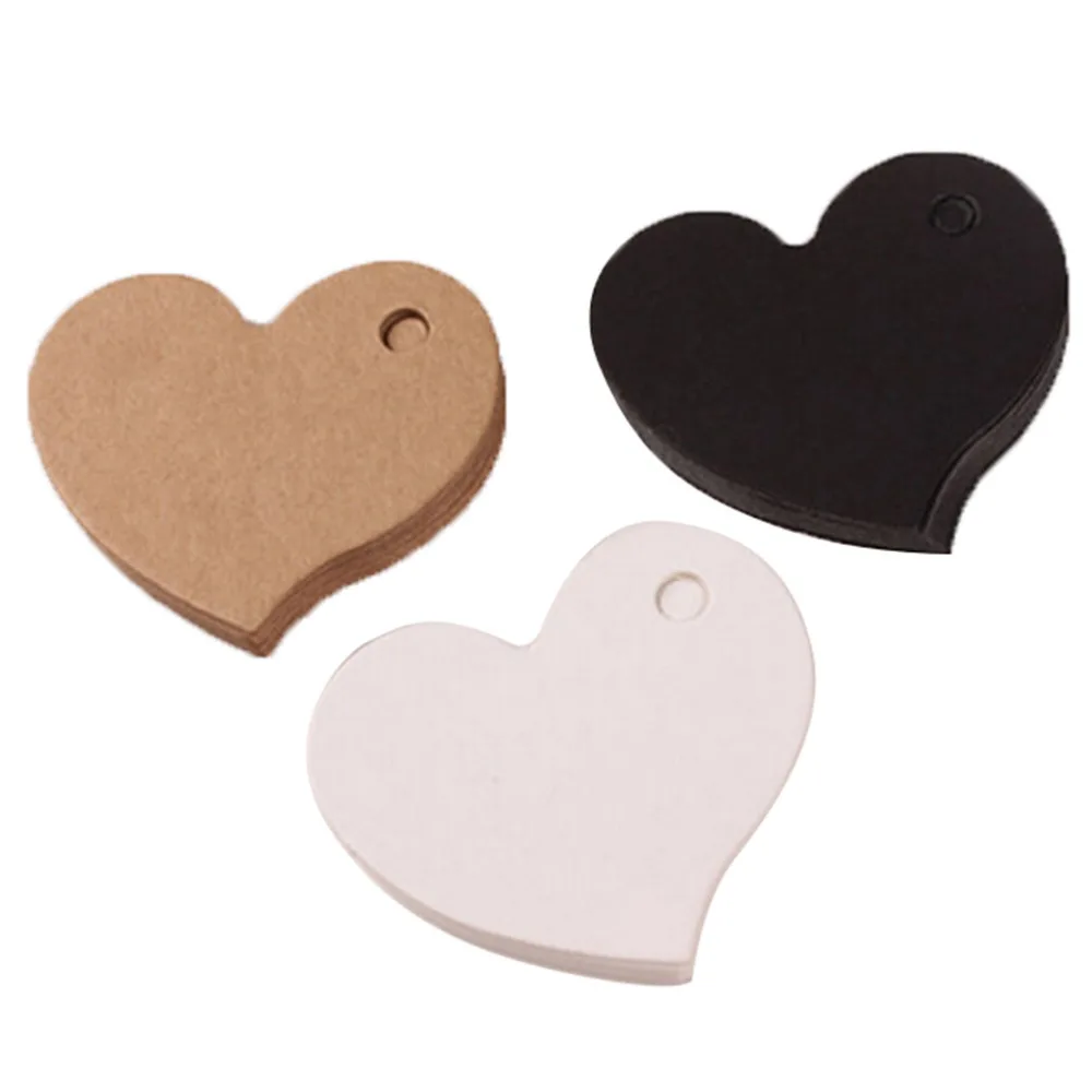 50pcs 4.5*4cm Wedding Favour Gift Tag DIY Tag Price Label Heart Shape Kraft Paper Card Party Favor 3 Colors