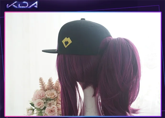 The Rogue Assassin Akali KDA Cosplay Embroidery Snapback Hat Purple Baseball Cap