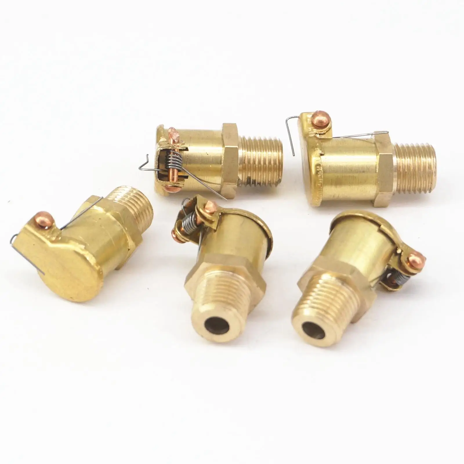 LOT 10 13mm OD M10 x 1mm Metric Male Brass Plated Zinc Alloy Grease Oil Cup Oiler Spring Flip Cap for Hit Miss Engine Motor