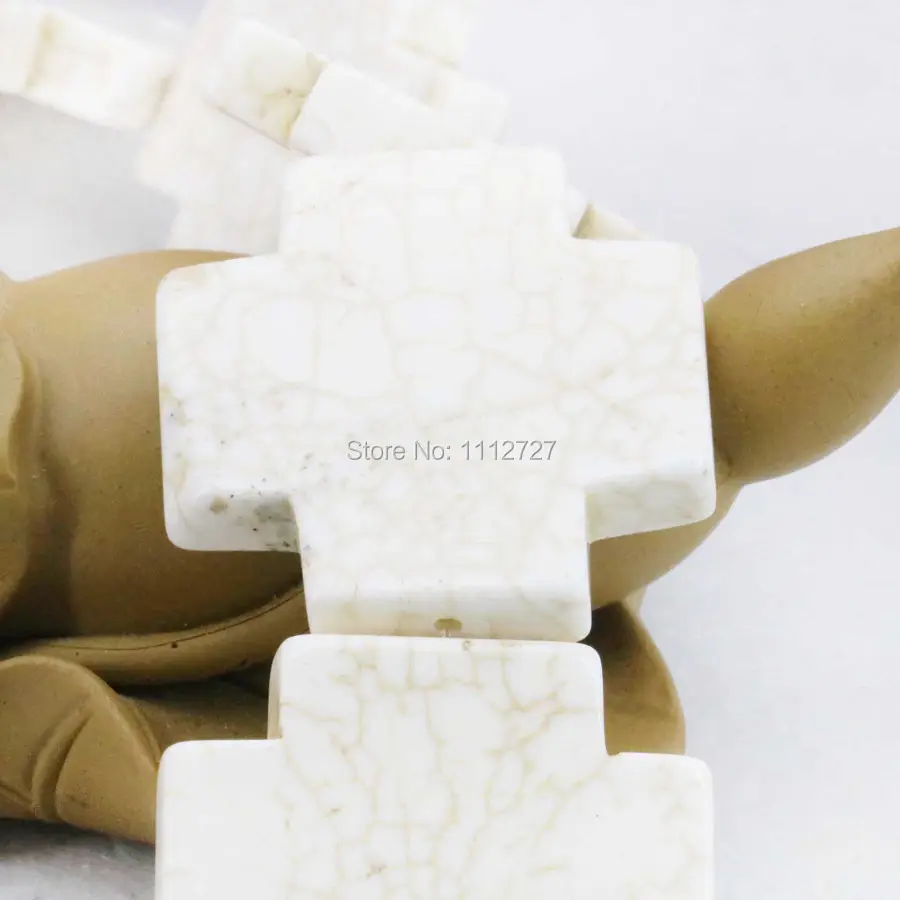 Accessory Crafts 34mm Cross Turkey Howlite Chalcedony Loose Beads DIY 15inch Lucky Prayer Stone Jewelry Making Fitting Female