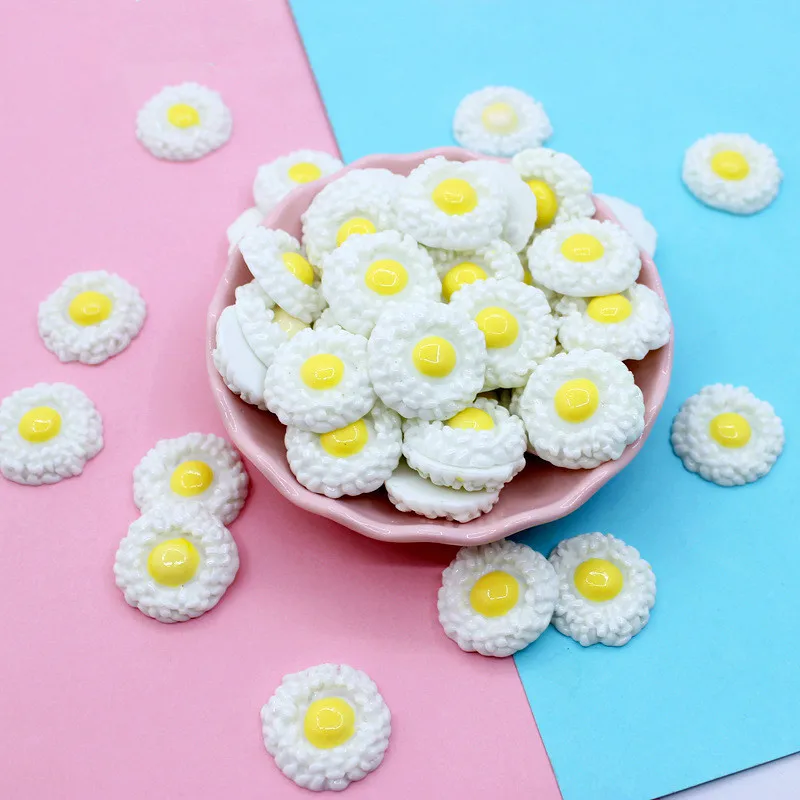 8pcs Diy Resin Fried Egg 1:12 White Egg Flat back Cabochons Dollhouse Miniature Kitchen Food DIY Scrapbooking