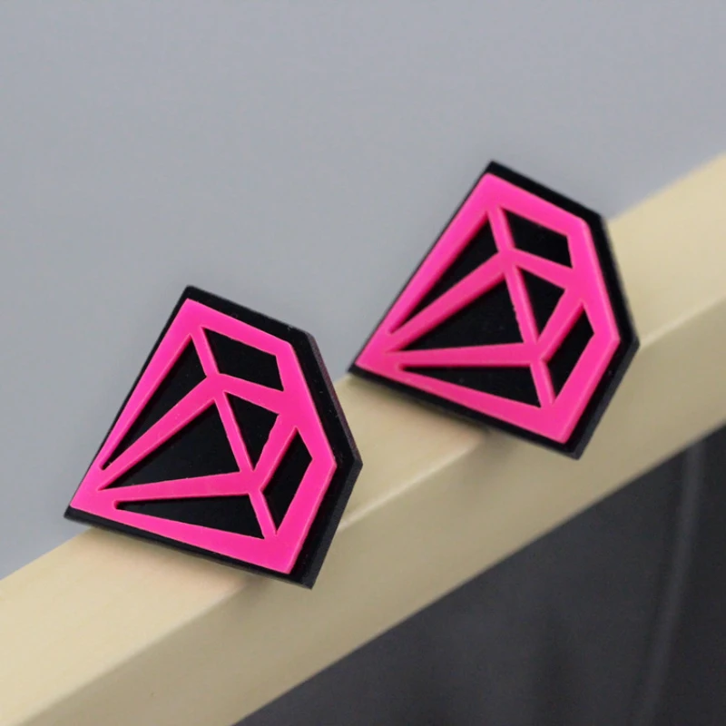 Fashion Women\'s Acrylic Big Geometric Stud Earrings Girls Hip Hop Brincos Night Club Party Jewelry Gift