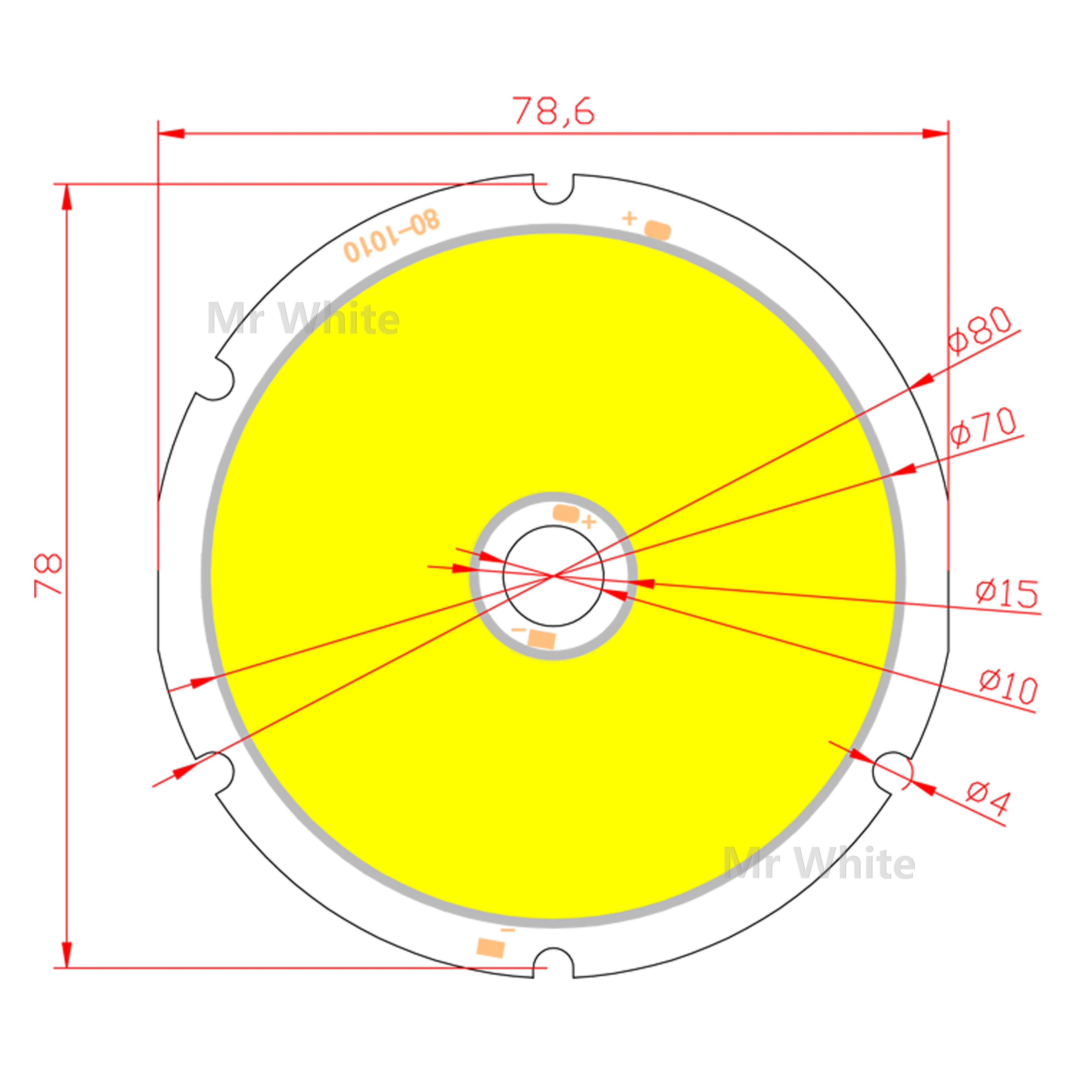 10PCS 80mm Annular 50W LED COB Light Source High Power White Warm White LED Strip Module Chip For Down Light DIY lamp