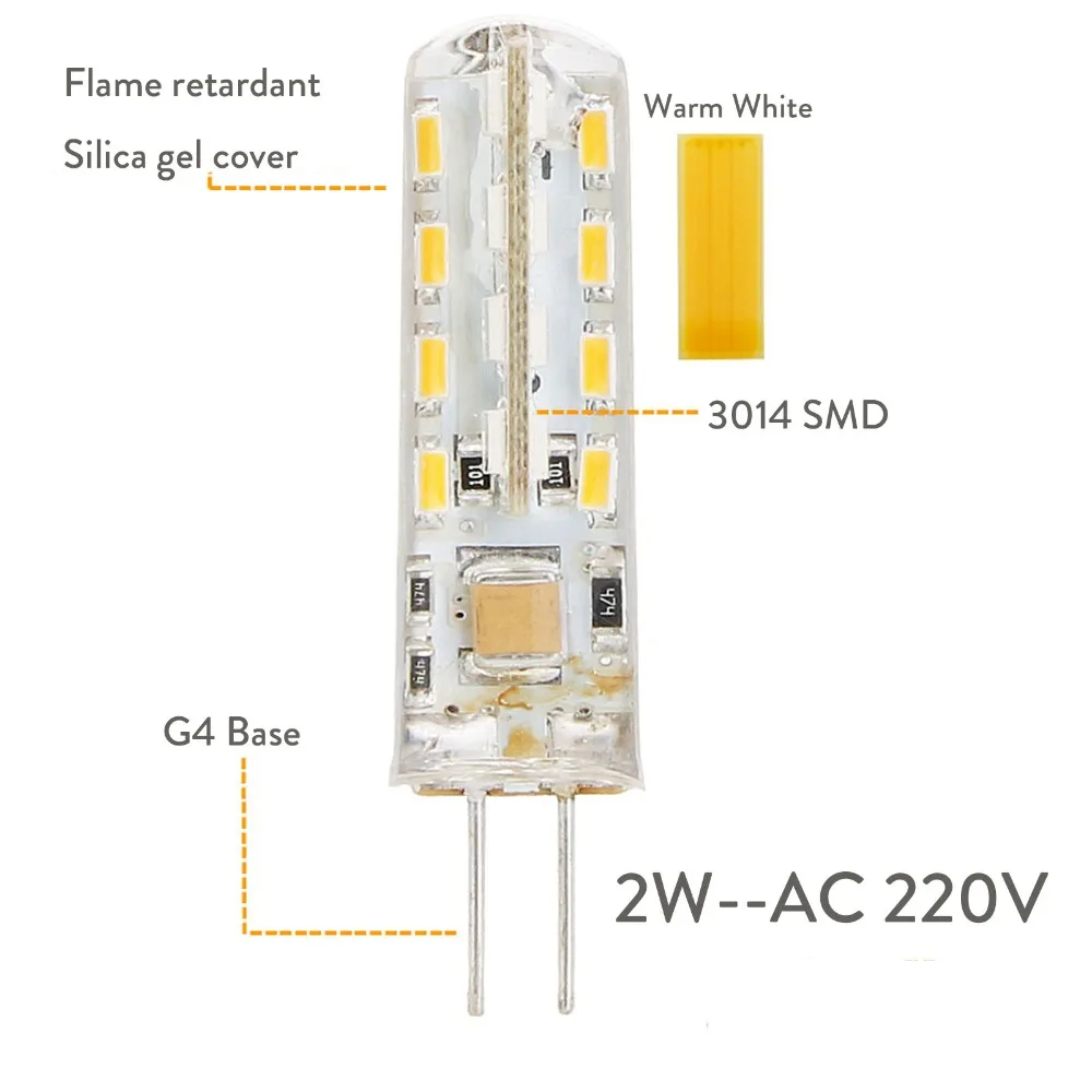 Imagem -02 - Led 32led g4 Lâmpada Mini Lâmpada Milho ac 220 v Branco Quente 2700 k w Levou Substituir 20 w Lâmpada Halógena 10 Peças Lote