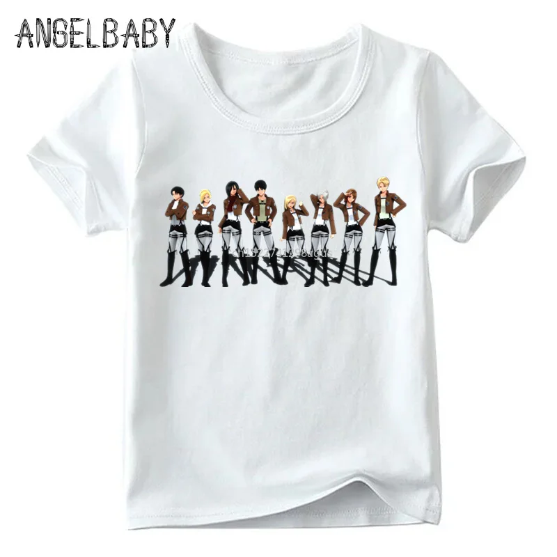 Boys and Girls Japanese Anime Attack On Titan Print Funny T shirt Kids Summer White Tops Children Casual T-shirt,HKP483