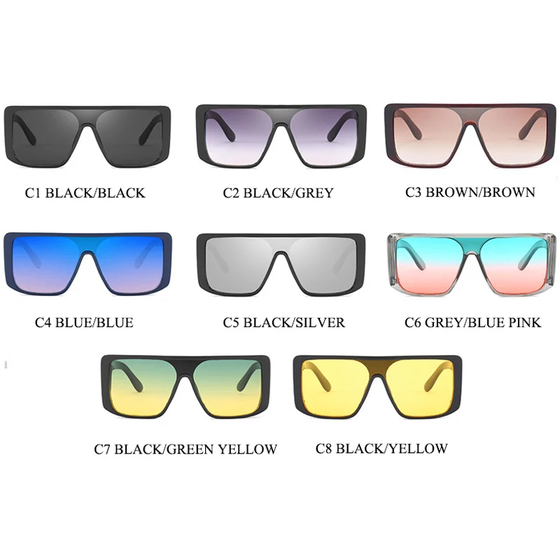 Luxury Brand Square Punk Sunglasses Goggle New Women Men Fashion Big Frames Sun Glasses Female Oversized Gradient Shades Eyewear