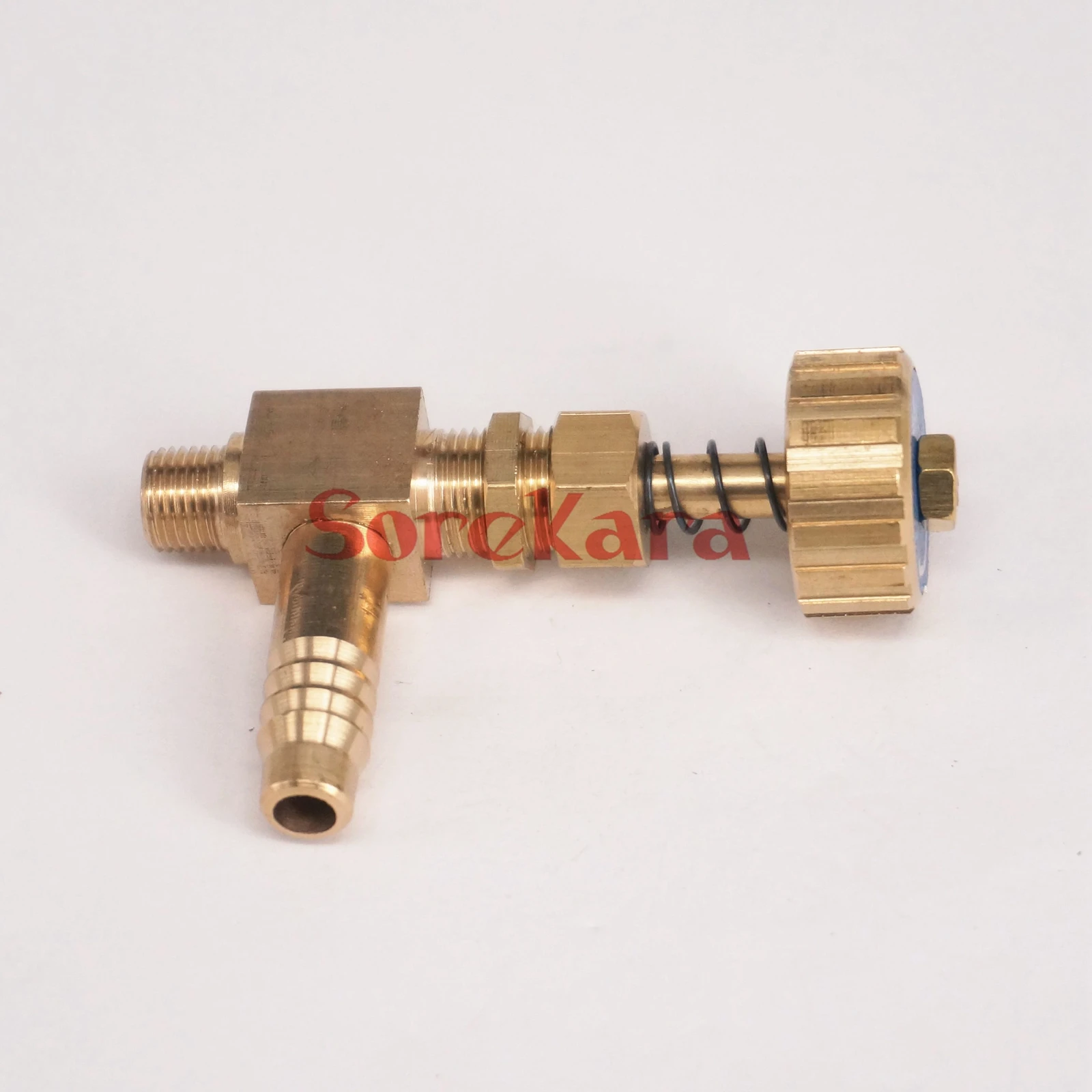 M10x1mm -10mm Hose Barbed Elbow Brass Needle Valve With Spring For Gas