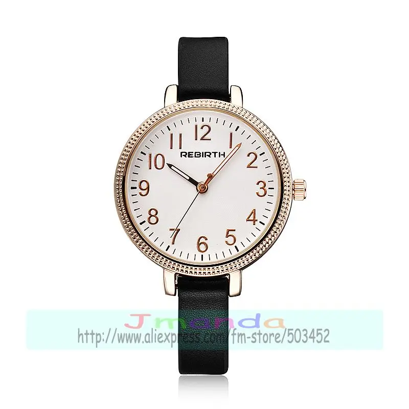 50pcs/lot RE208 mini belt rose gold case rebirth leather watch wrap quartz elegance wrist watch wholesale casual clock