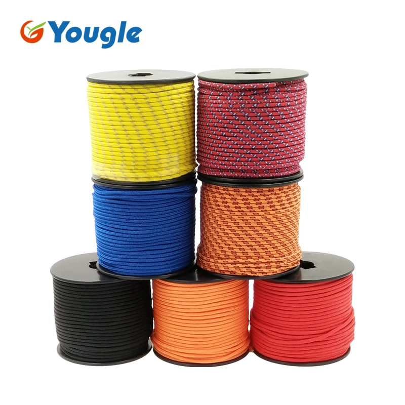 YOUGLE 5Strand 350LB 3MM Paracord Parachute Cord Lanyard Rope Hiking Camping Rope Clothesline Emergency Equipment 164FT