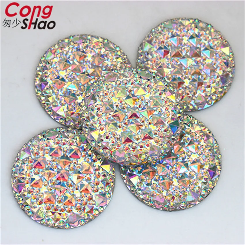 Superior Quality 35mm Super large Round Stones And Crystals AB Flat back Resin Rhinestone Wedding Dress Decorations Beads ZZ242