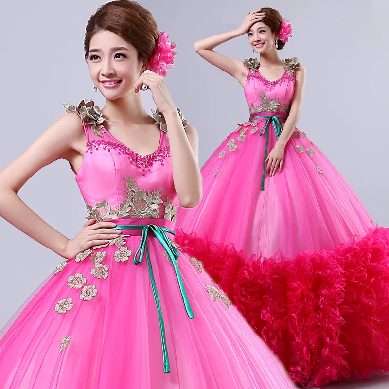 luxury carnival  hot pink full ruffled hem court medieval dress renaissance Gown queen Victorian /Marie/ Belle Ball/ball gown