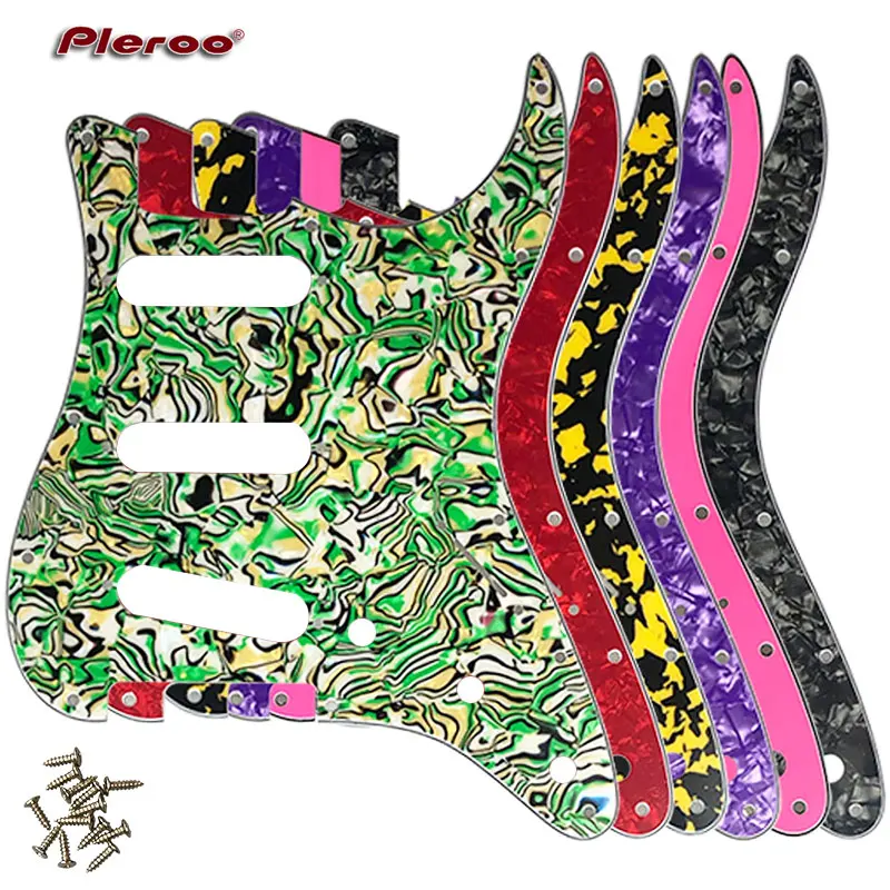 Pleroo – Pickguard de guitare personnalisé, pour USA/mexique Fd Standard Strat 72 \'11 trou de vis St plaque à gratter, choix multicolore