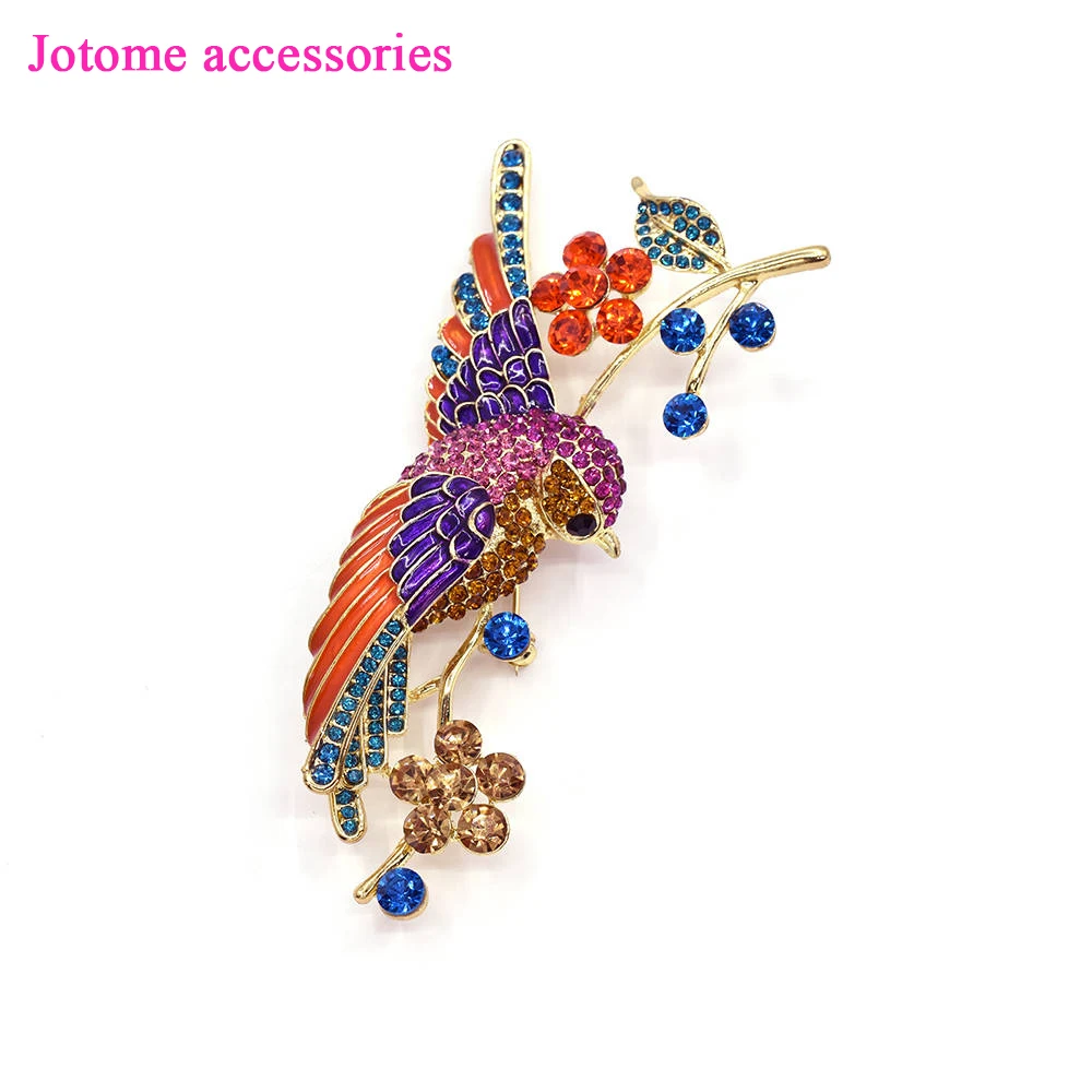 Wholesale large  Purple Orange Bird Brooch, Colorf Bird Brooch,  WeddingJewelry, Bird Brooch Pin