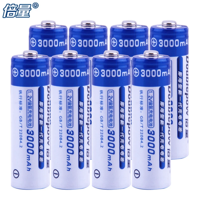 8 pcs. Doublepow original Ni-MH battery 3000 mAh Rechargeable batteries 1.2V  Electronic special batteries, High capacity