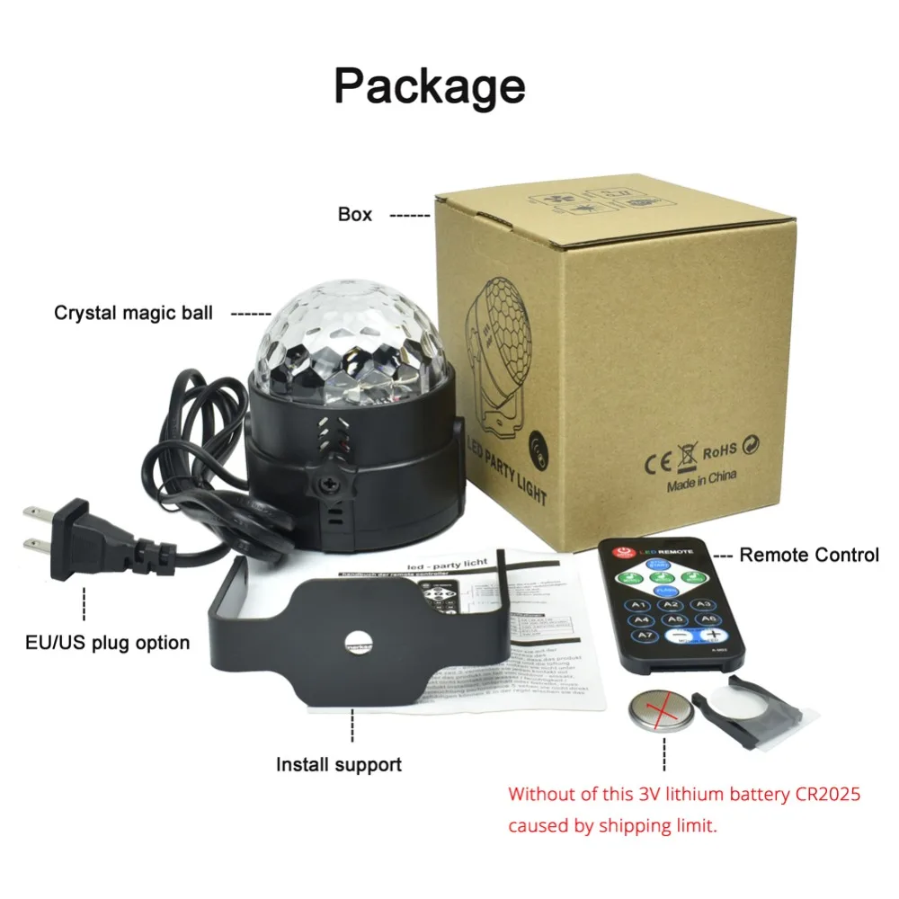 LEDSONLINE Mini RGB 3W Crystal Magic Ball Led Stage Lamp DJ Disco Laser Party Lights Sound IR Remote Control Christmas Projector