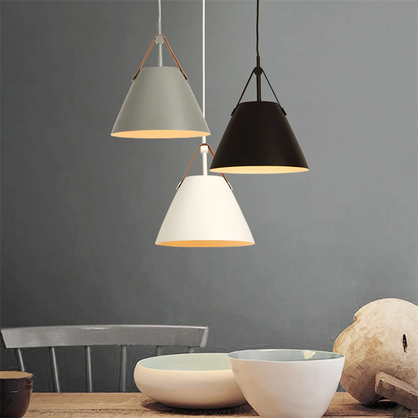 

Creative Led Pendant Lights E27 Hanging Kitchen Lamp Morden Dining Light With Metal Lampshade Bulbs Iron Suspension Lighting