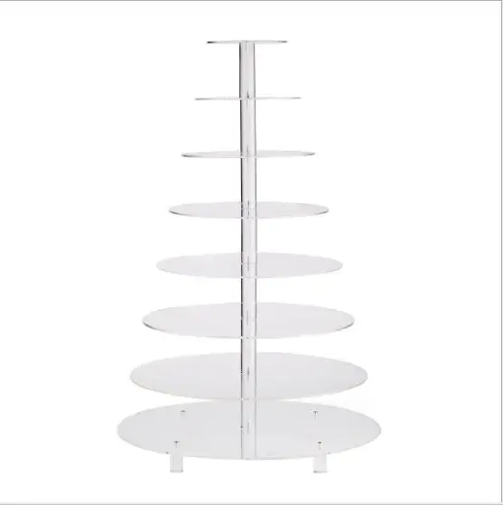 Factory direct customizable 8-layer round transparent wedding cake acrylic display stand