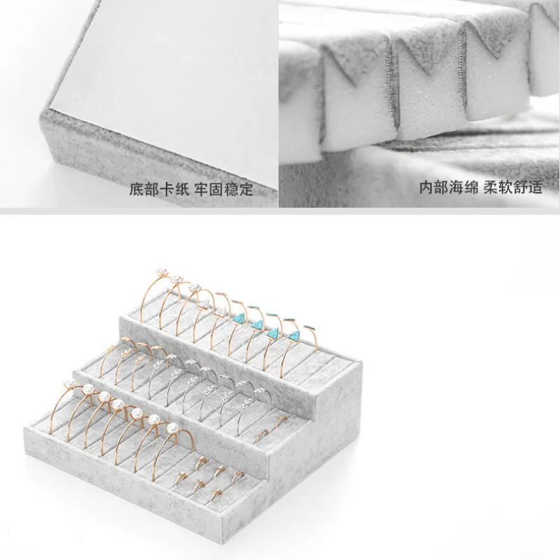 1Pc White 3-Tier Velvet Bracelet Chain Watch T bar Rack Jewelry Hard Display Stand Holder Jewelry Organizer Hard Display Stand